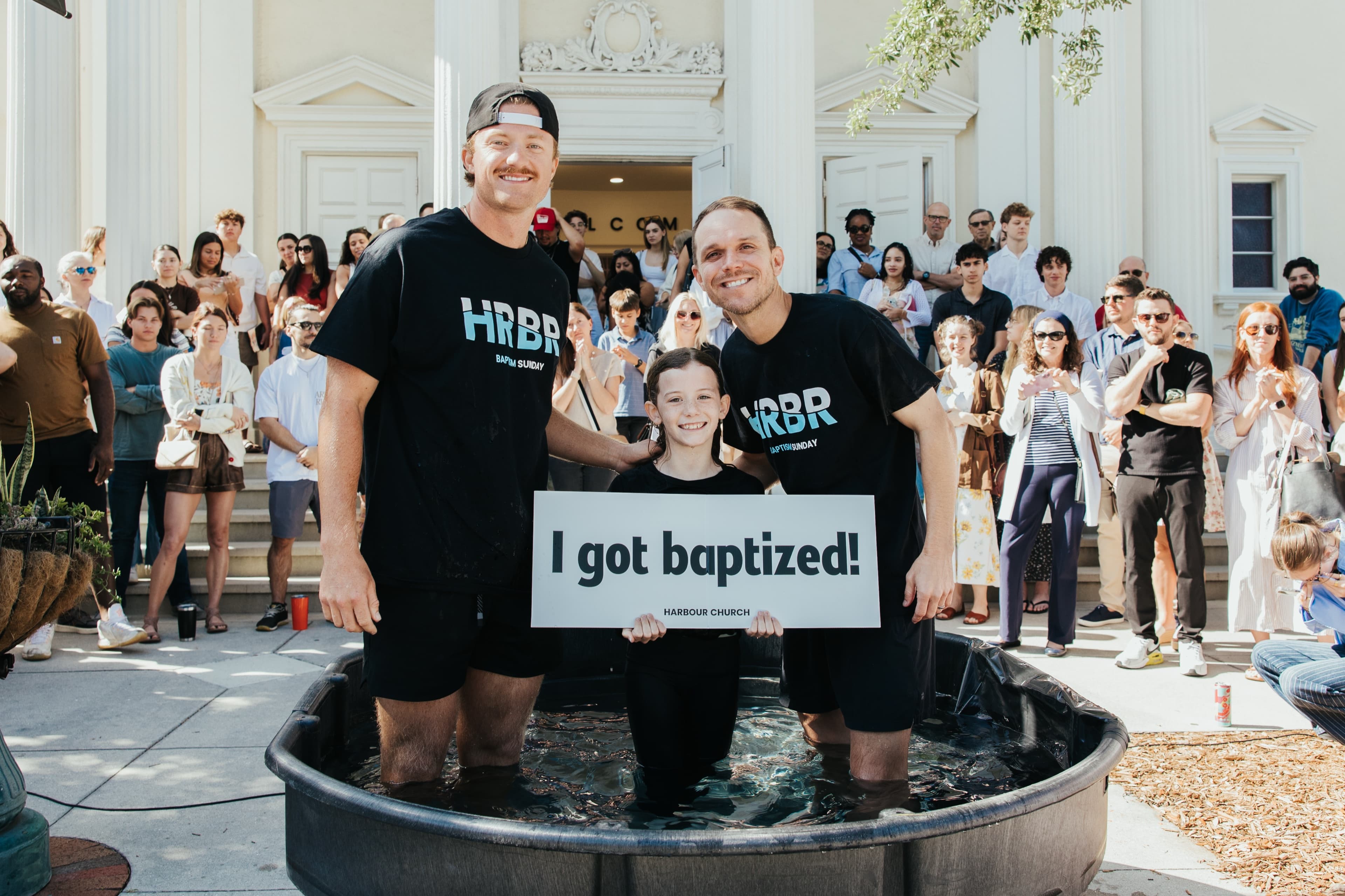 Celebrating a baptism at Harbour Church