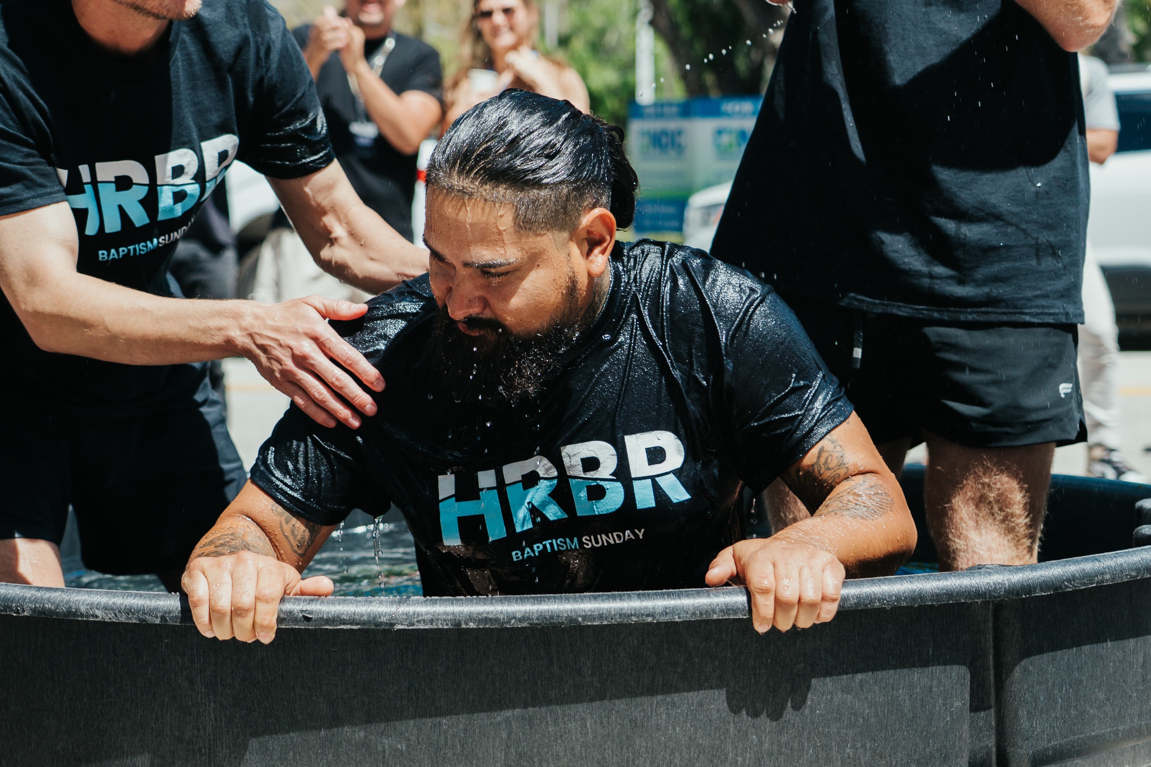 A believer being baptised at Harbour Church